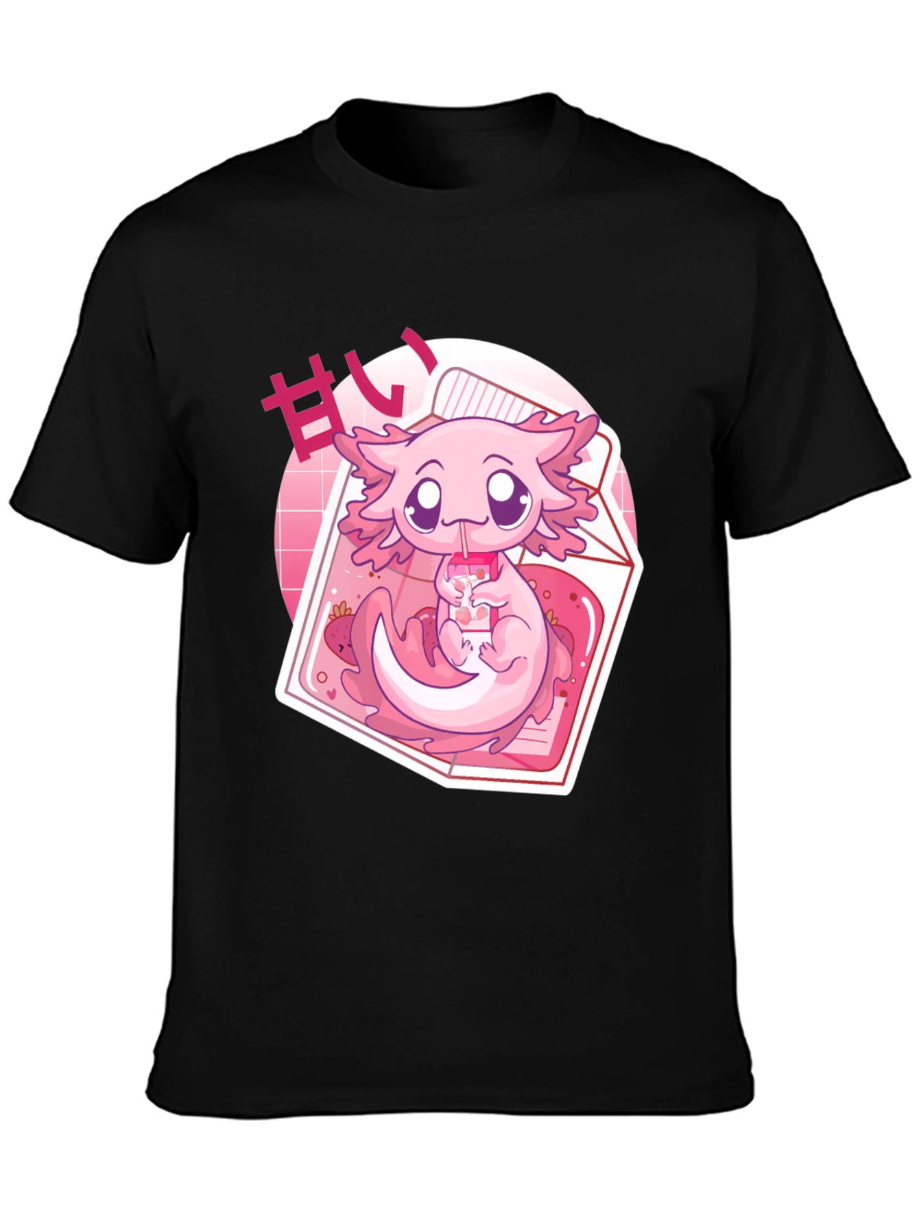 Black Cute Axolotl Kawaii T-Shirt view 3
