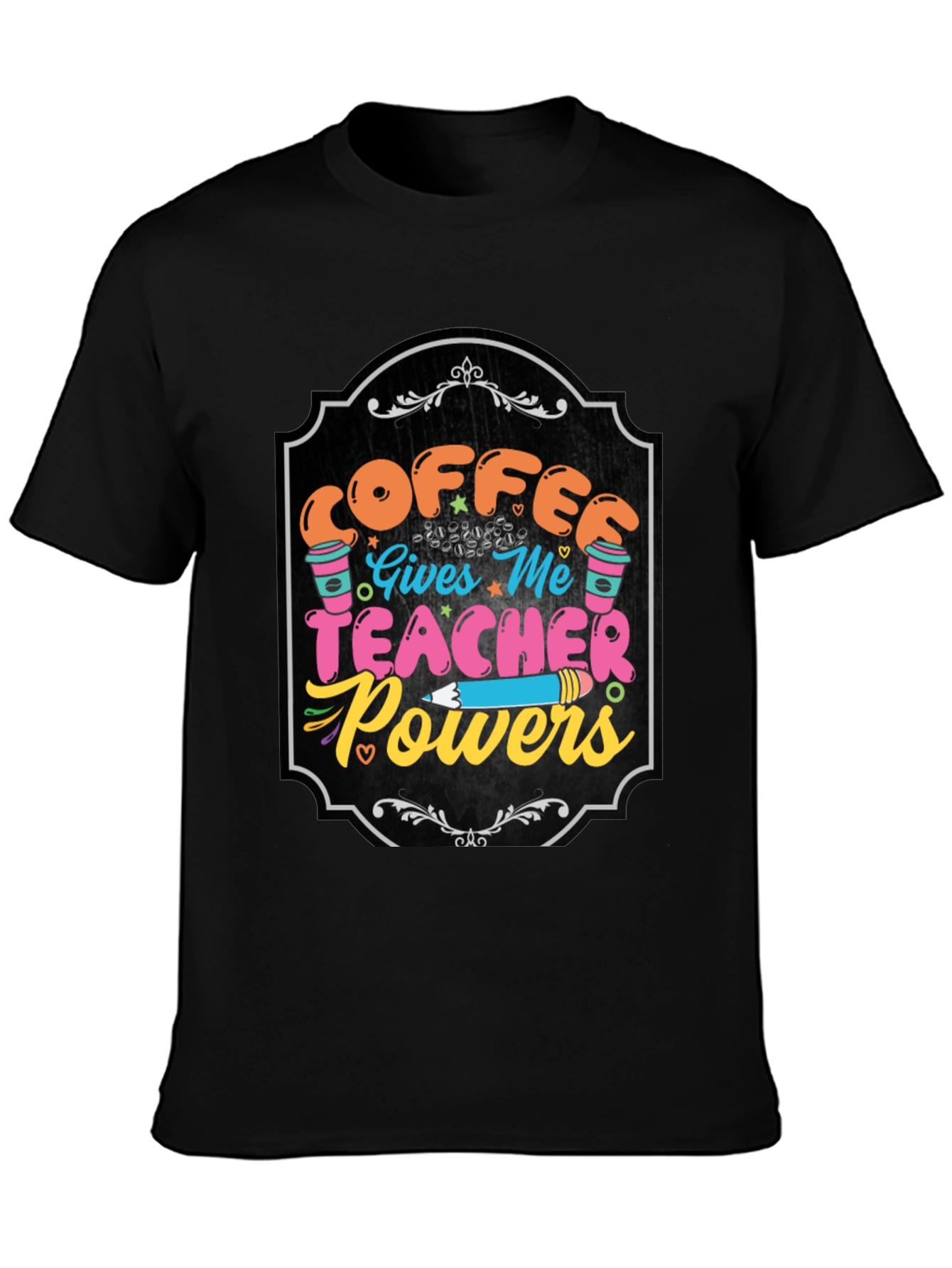 Black Coffee Gives Me Teacher Powers Graphic Tee view 3