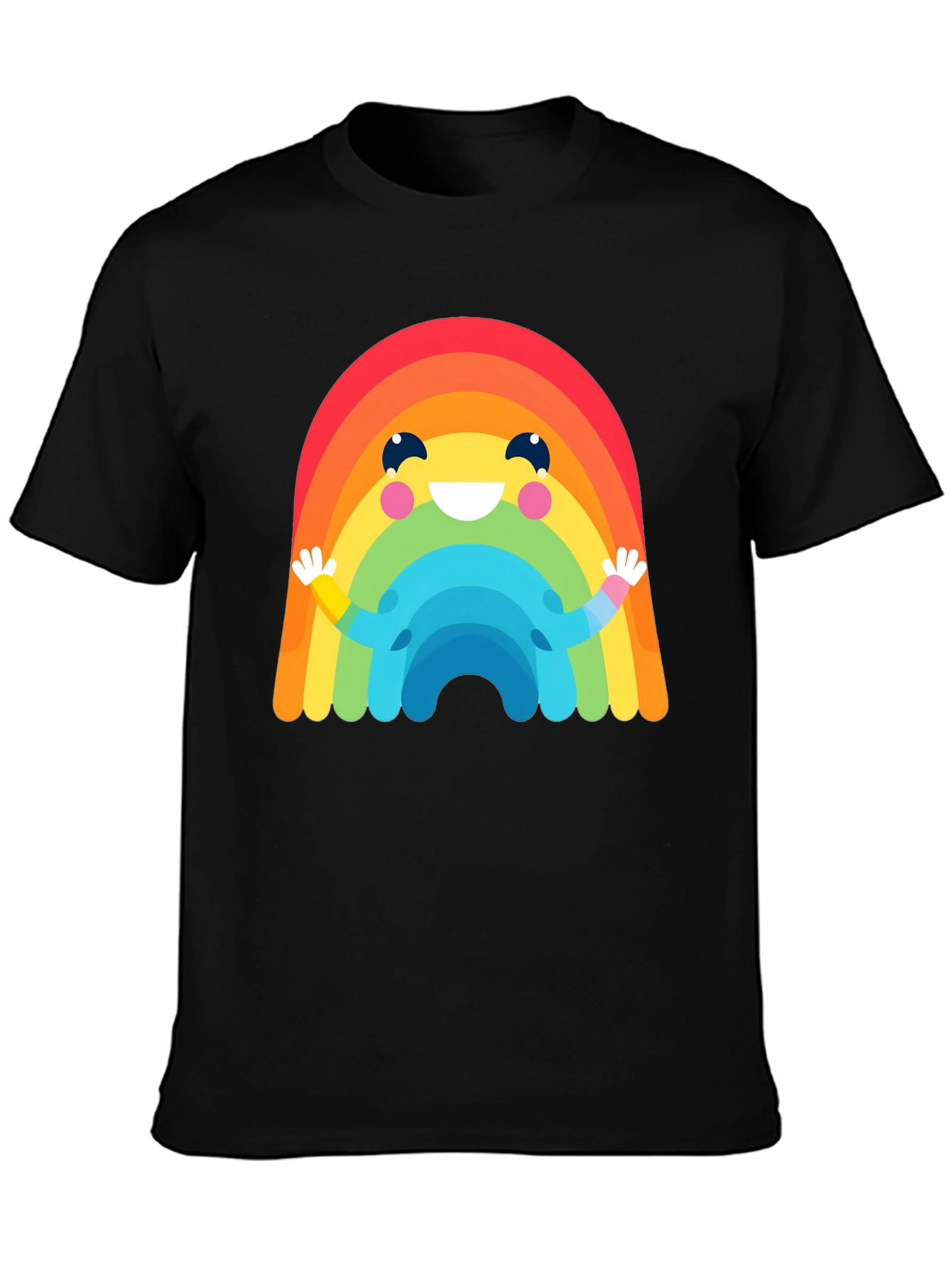 Black Rainbow Character Graphic Black T-Shirt view 3