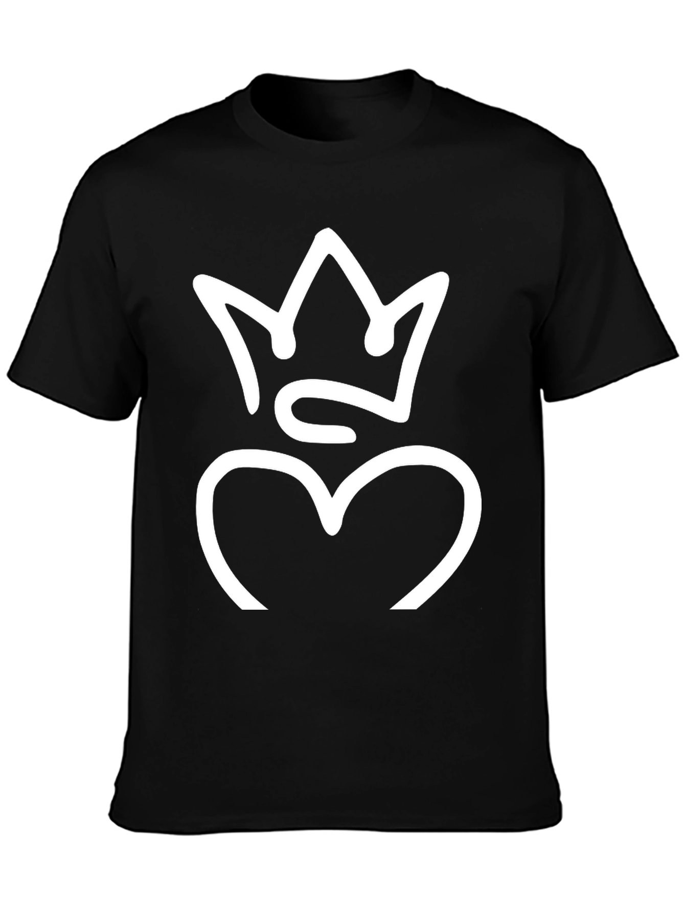 Black Crown Heart Graphic Tee - Black Cotton Blend view 3