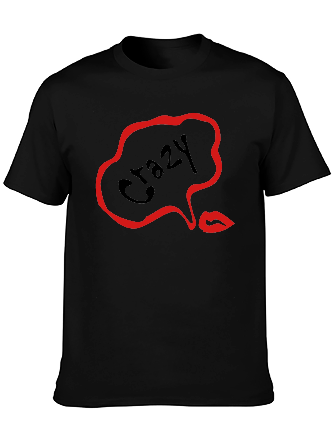 Black Crazy Lips Graphic Black T-Shirt view 3