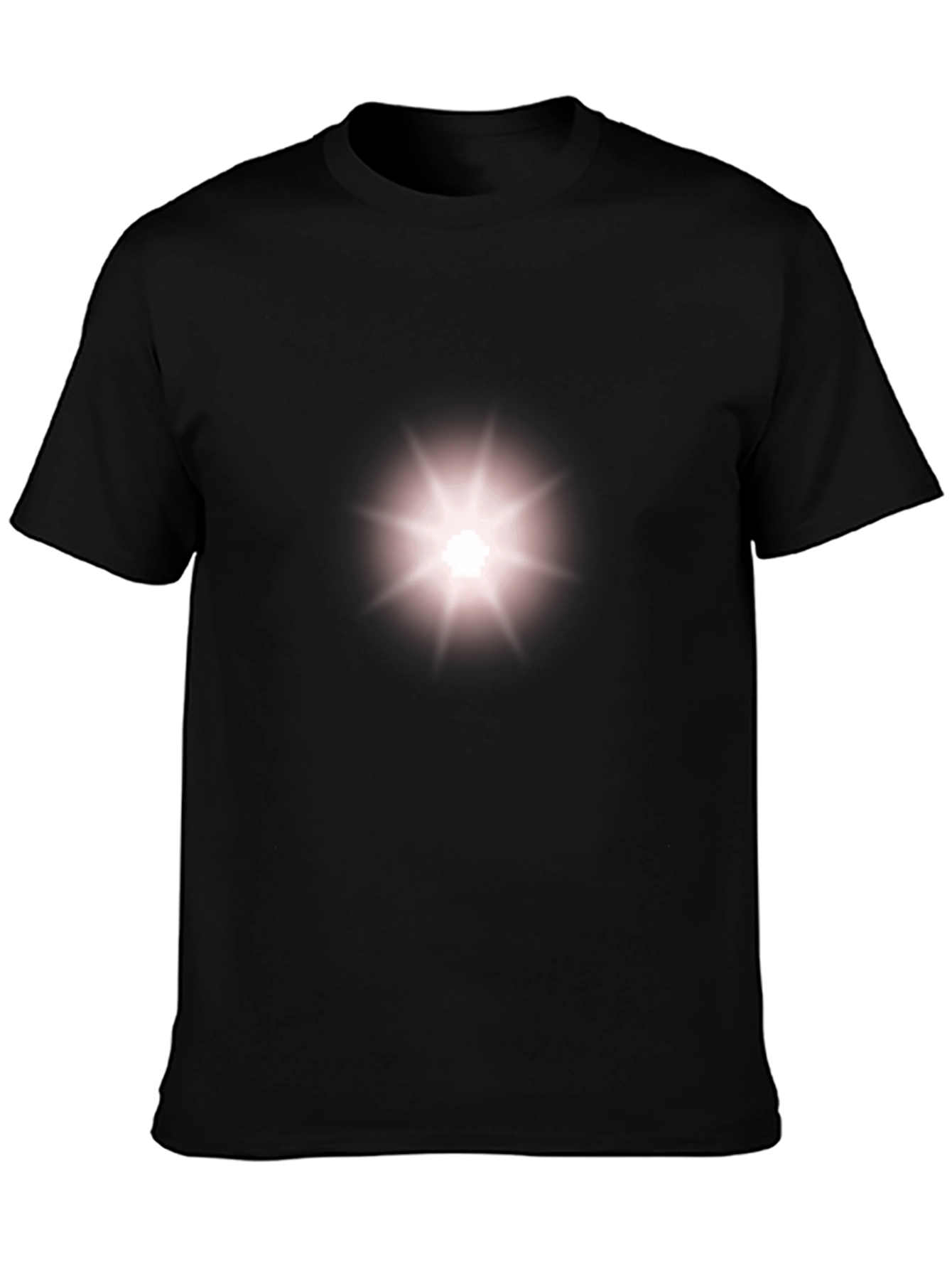 Black Mens Black T-Shirt with Radiant Star Design view 3