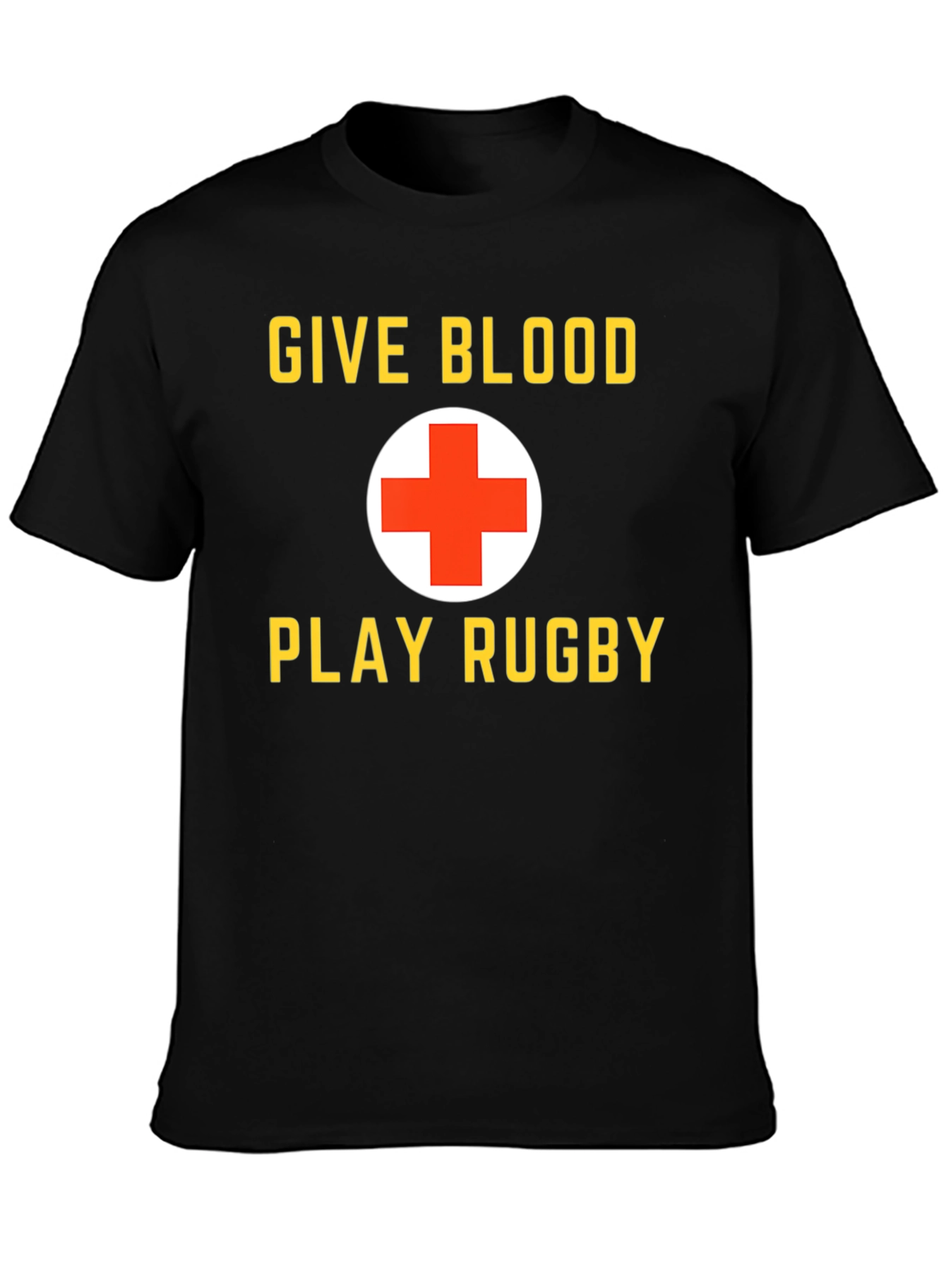 Black Give Blood Play Rugby Black Graphic T-Shirt view 3
