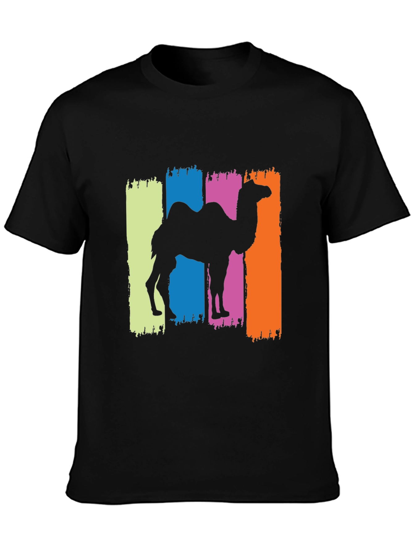 Black Camel Silhouette Graphic Tee - Black Cotton T-Shirt view 3