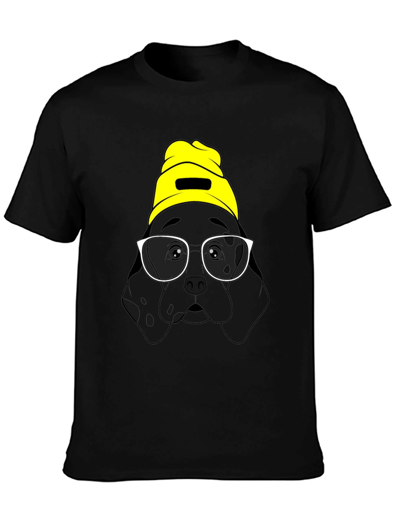 Black Dog in Beanie Graphic T-Shirt view 3