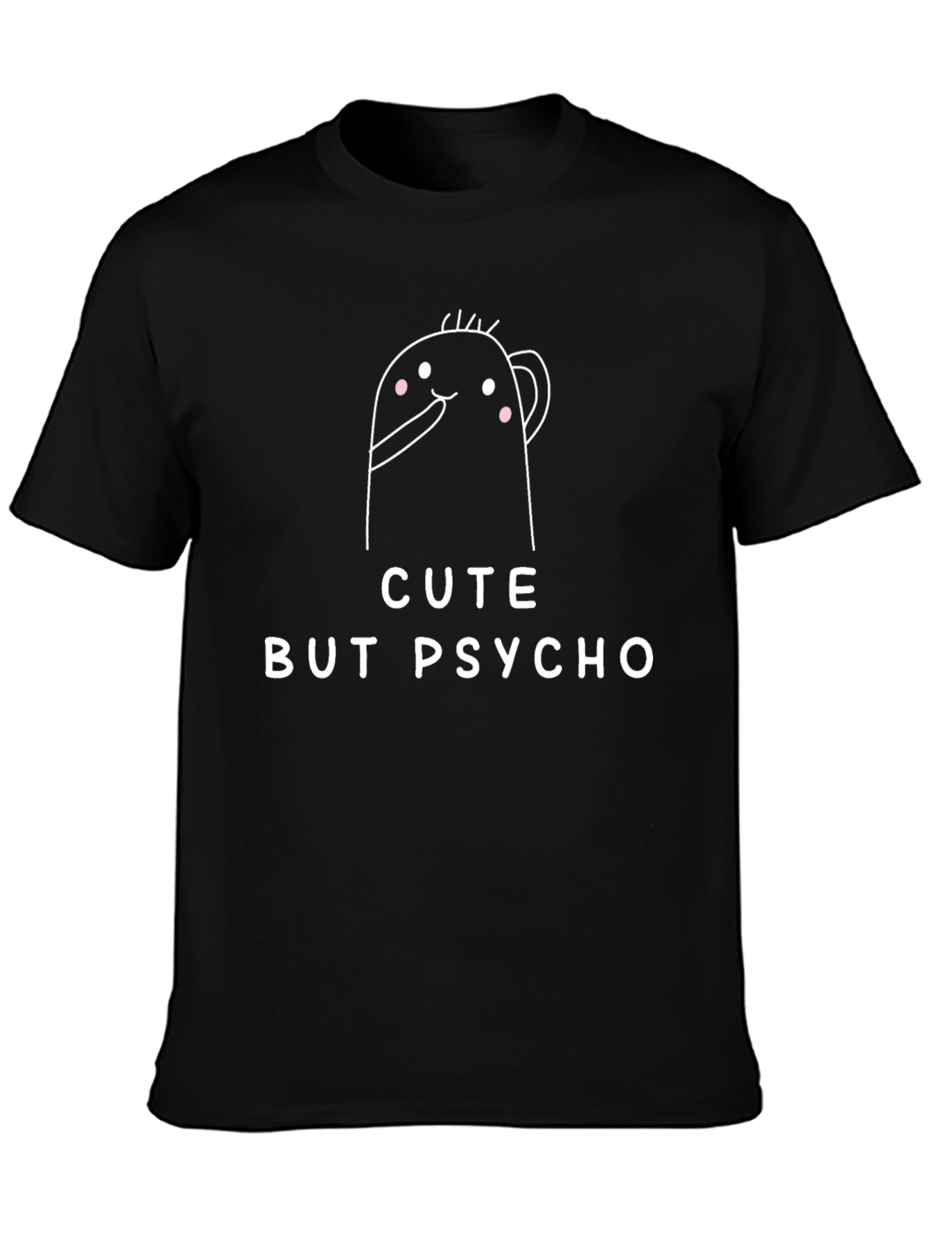 Black Cute But Psycho Graphic Tee - Black Cotton Blend view 3