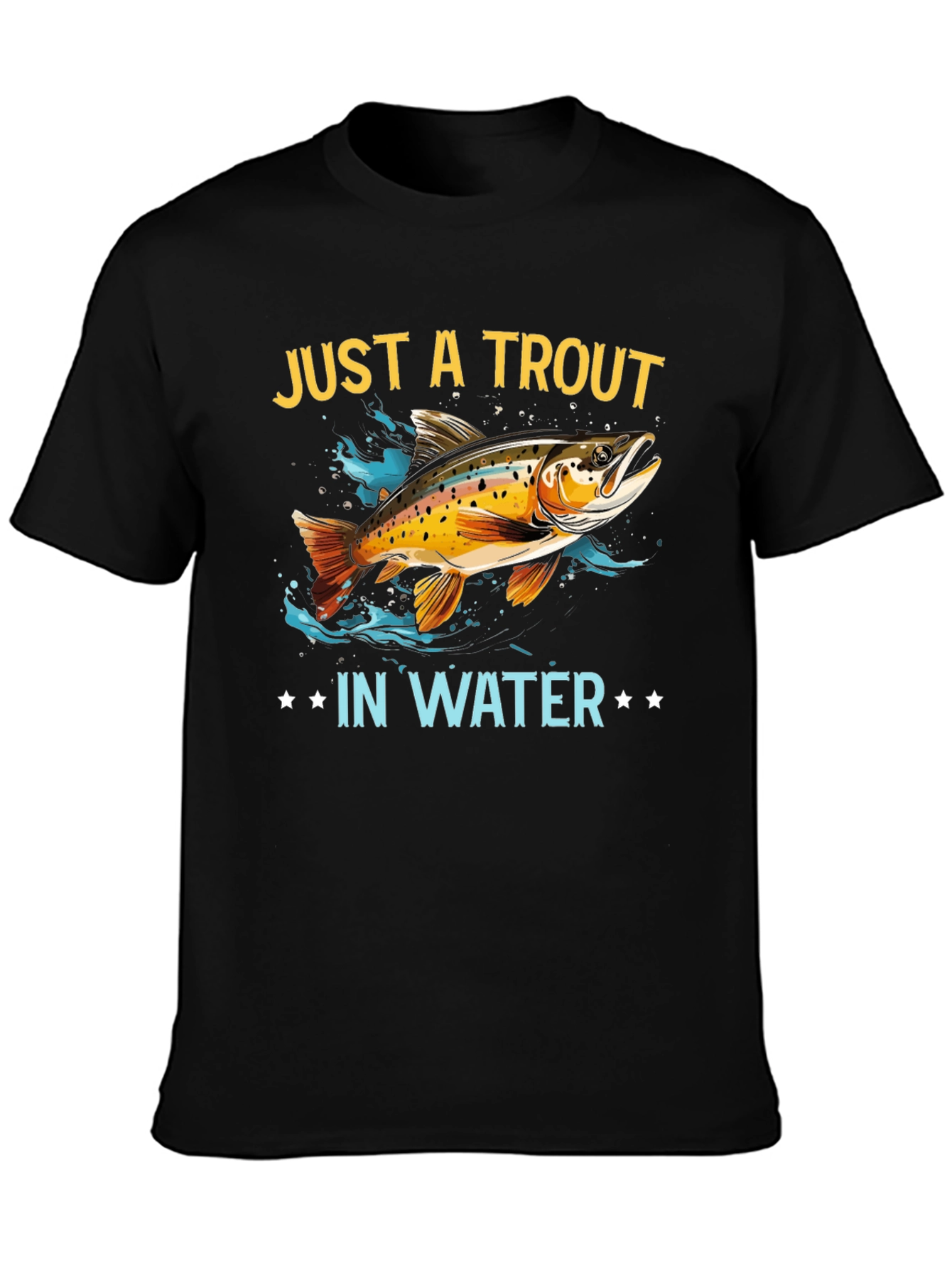 Black Just a Trout in Water Graphic T-Shirt view 3