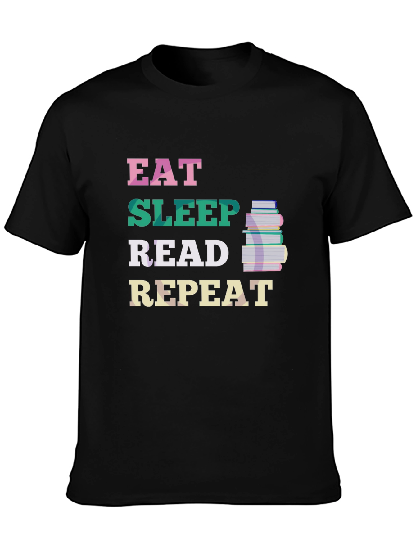 Black Eat Sleep Read Repeat T-Shirt - Book Lover Tee view 3