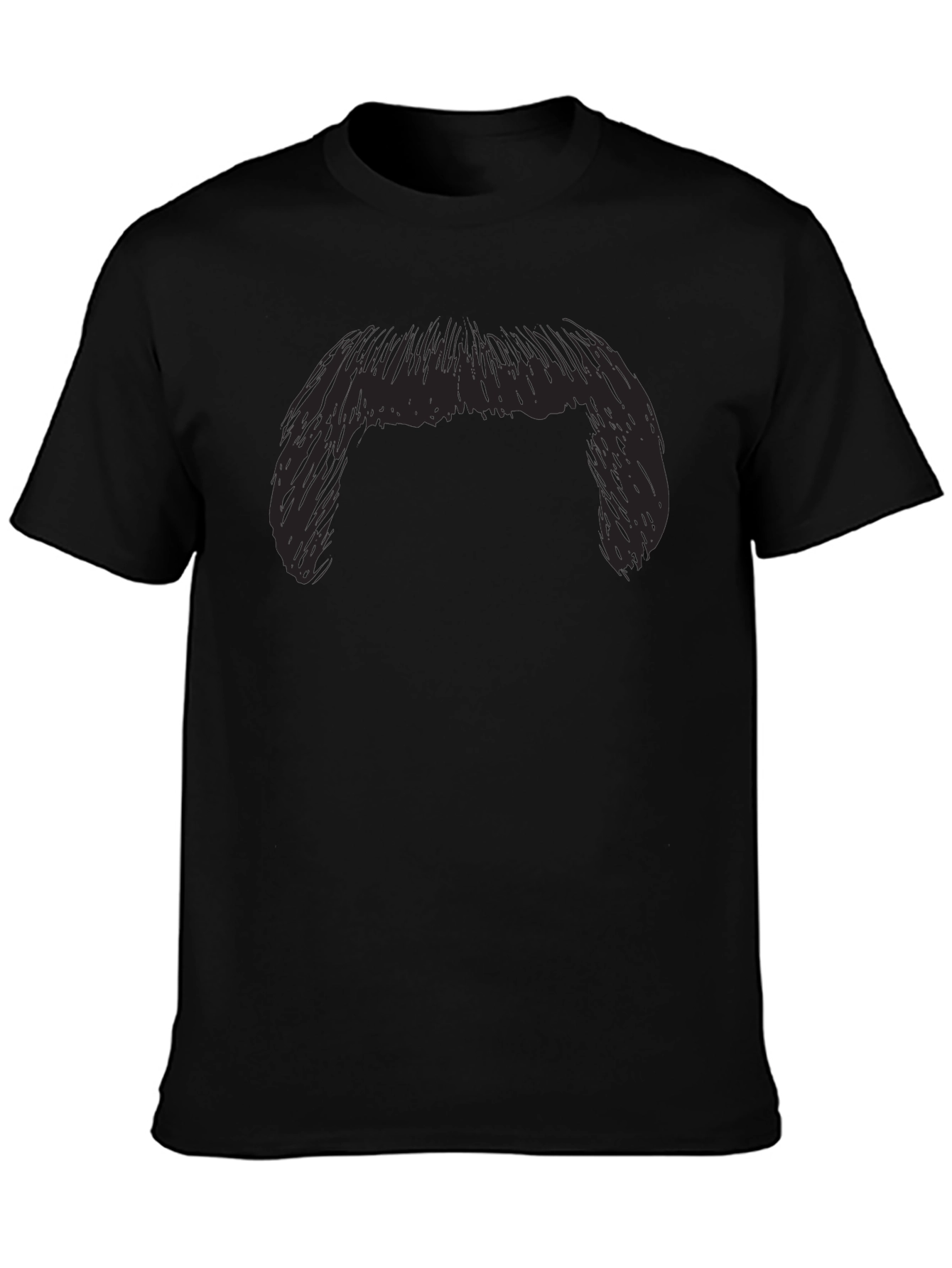 Black Funny Moustache Graphic Black T-Shirt view 3