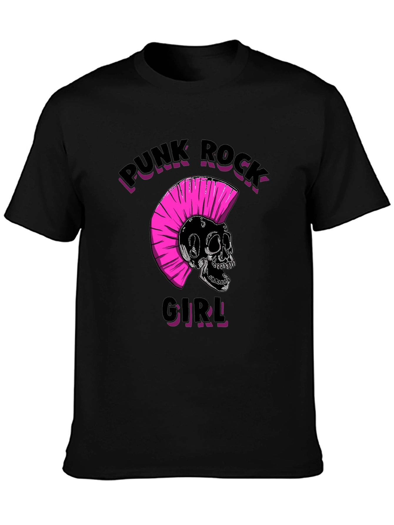 Punk Rock Girl Graphic Tee - Black Unisex T-Shirt - 3