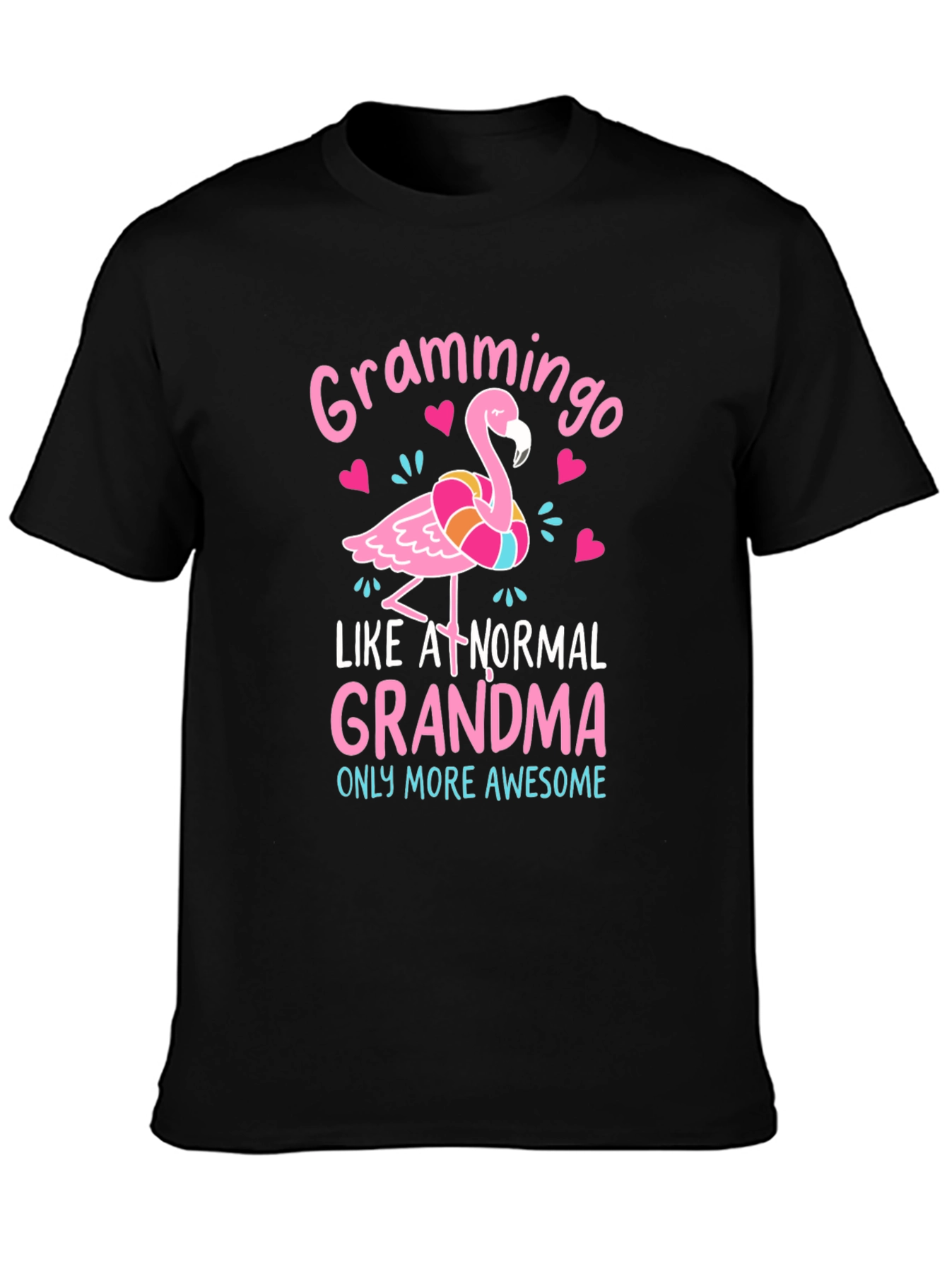 Black Grammingo Grandma T-Shirt - Awesome Pink Flamingo Tee view 3