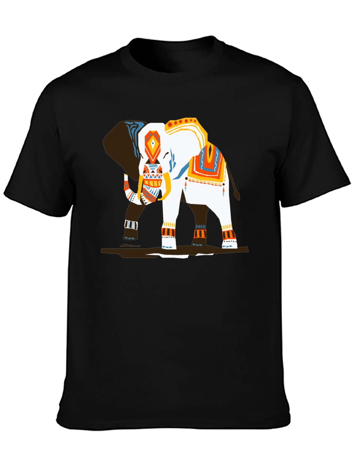 Black Elephant Graphic Tee - Black Cotton T-Shirt view 3