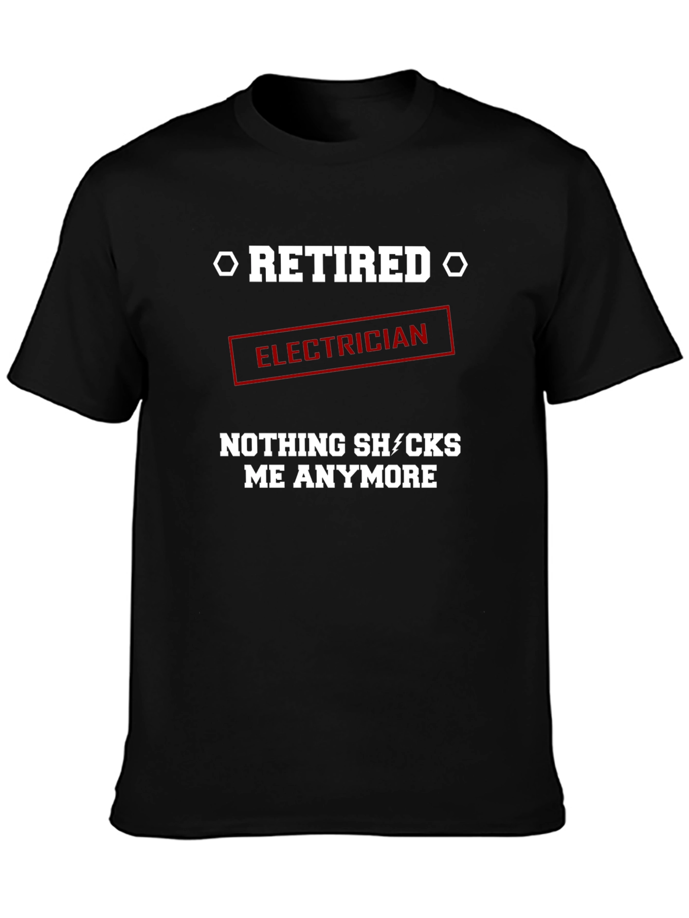 Black Retired Electrician Humor T-Shirt view 3