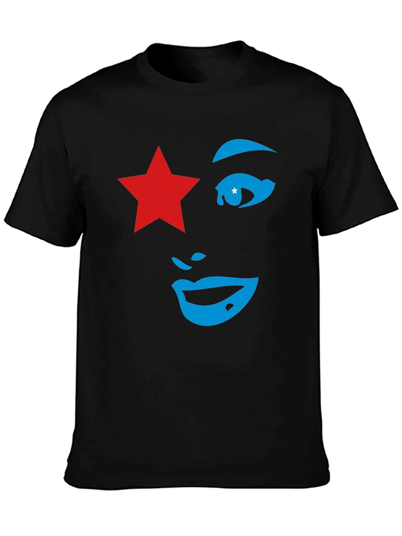 Black Star Face Graphic Tee - Unique Style view 3