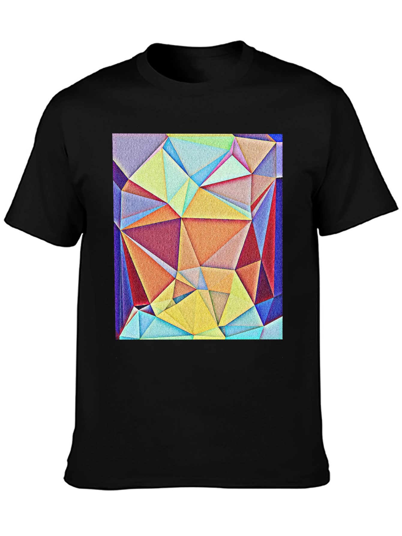 Black Geometric Triangle Art Tee - Modern Abstract Design view 3