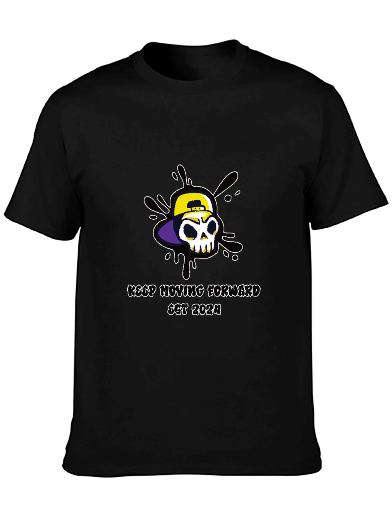 Black Skull Graphic T-Shirt - Keep Moving Forward view 3