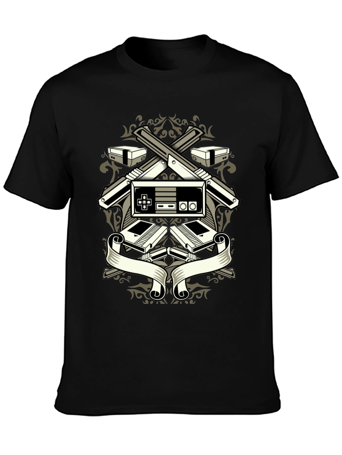 Black Retro Gamer T-Shirt - Classic Console Design view 3