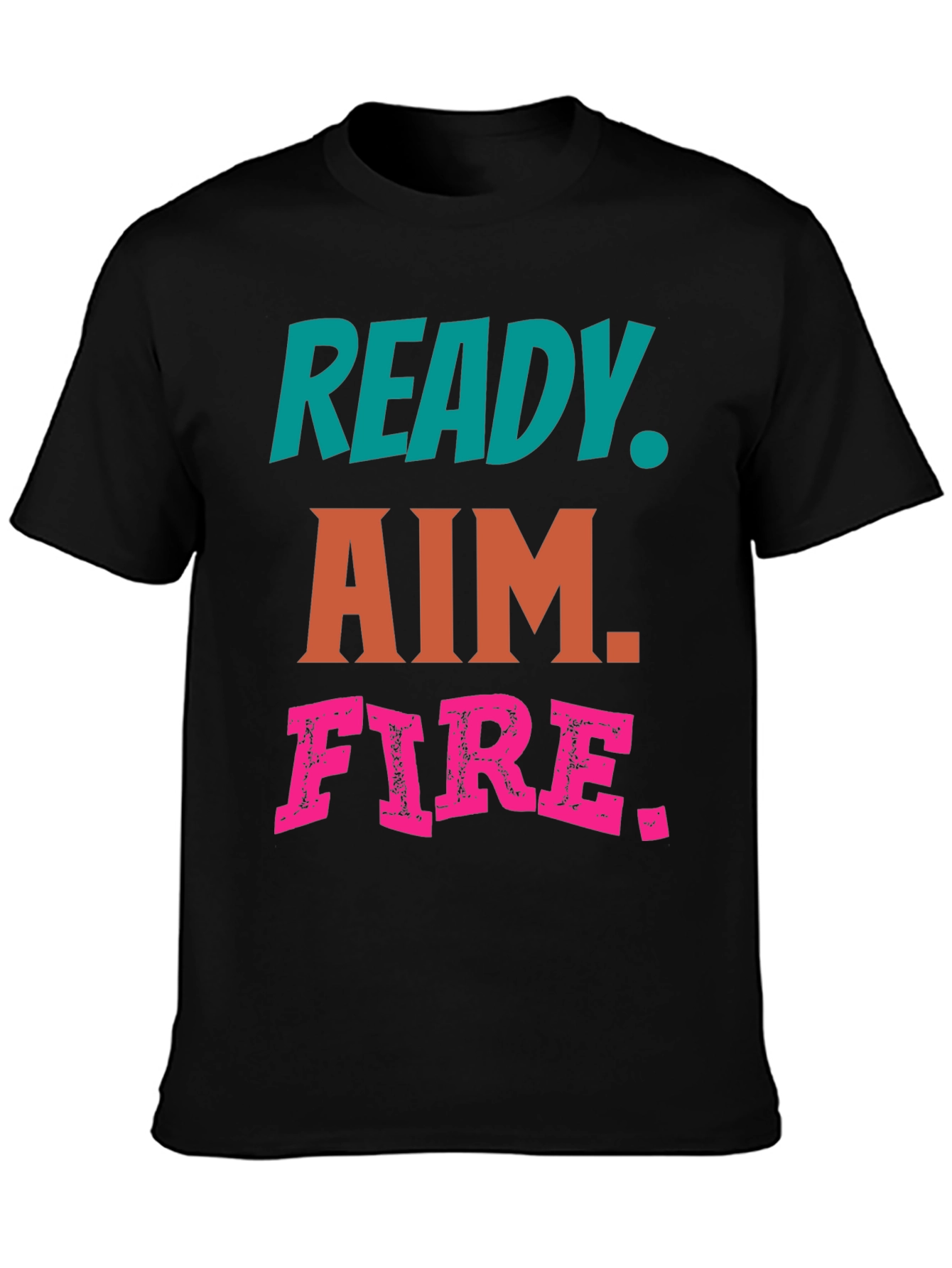 Black Ready Aim Fire Graphic Tee - Black Cotton T-Shirt view 3
