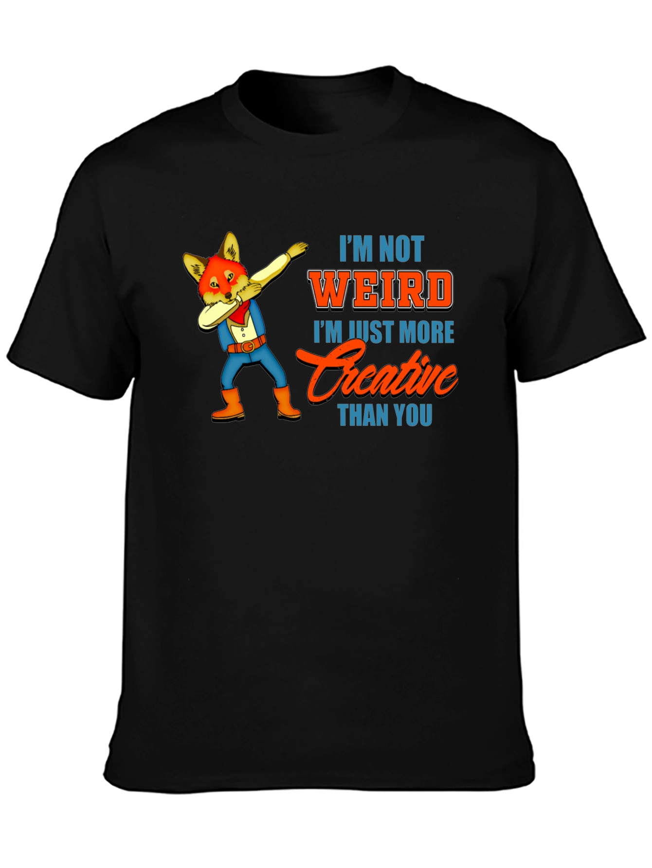 Black Creative Fox Dab T-Shirt - Unique Funny Tee view 3
