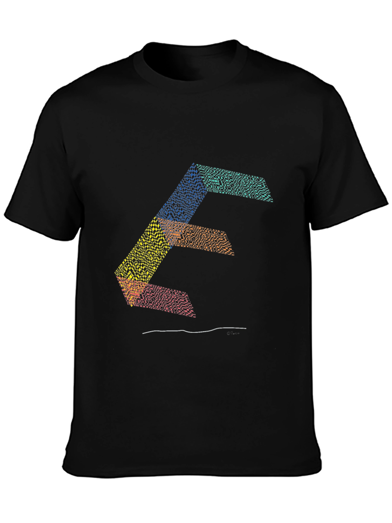 Black Abstract Letter Graphic Print Tee view 3