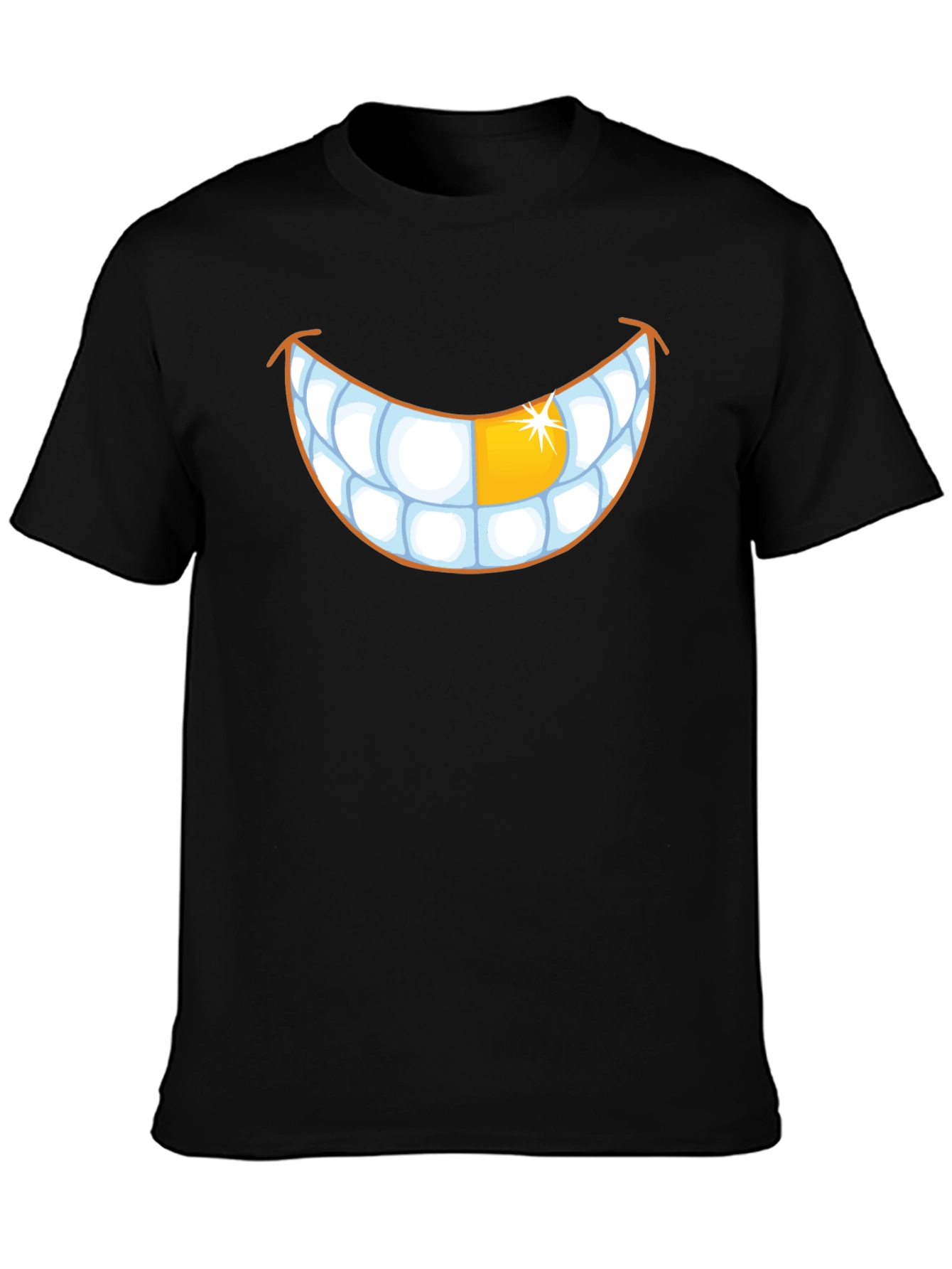 Black Grinning Teeth Graphic Tee - Gold Tooth view 3