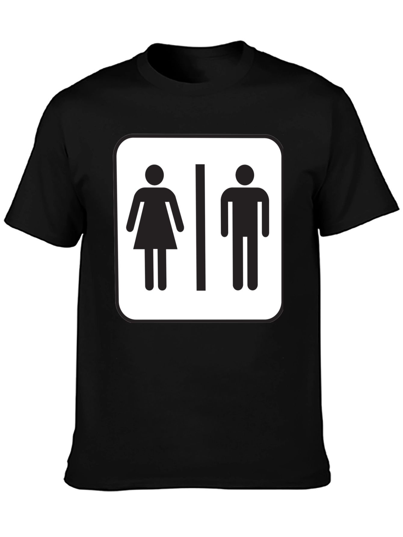 Black Unisex Restroom Sign Graphic Tee - Black Cotton Blend view 3