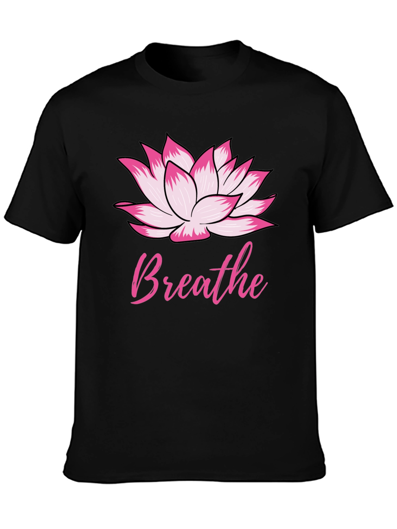 Black Breathe Lotus Flower Graphic Tee view 3