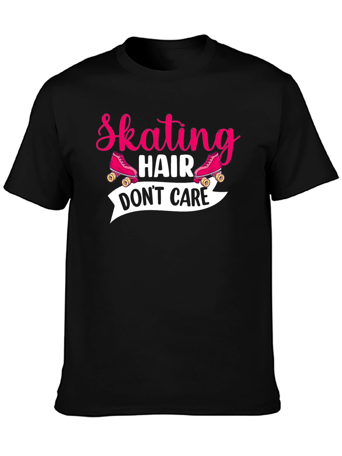 Black Skating Hair Don't Care T-Shirt view 3