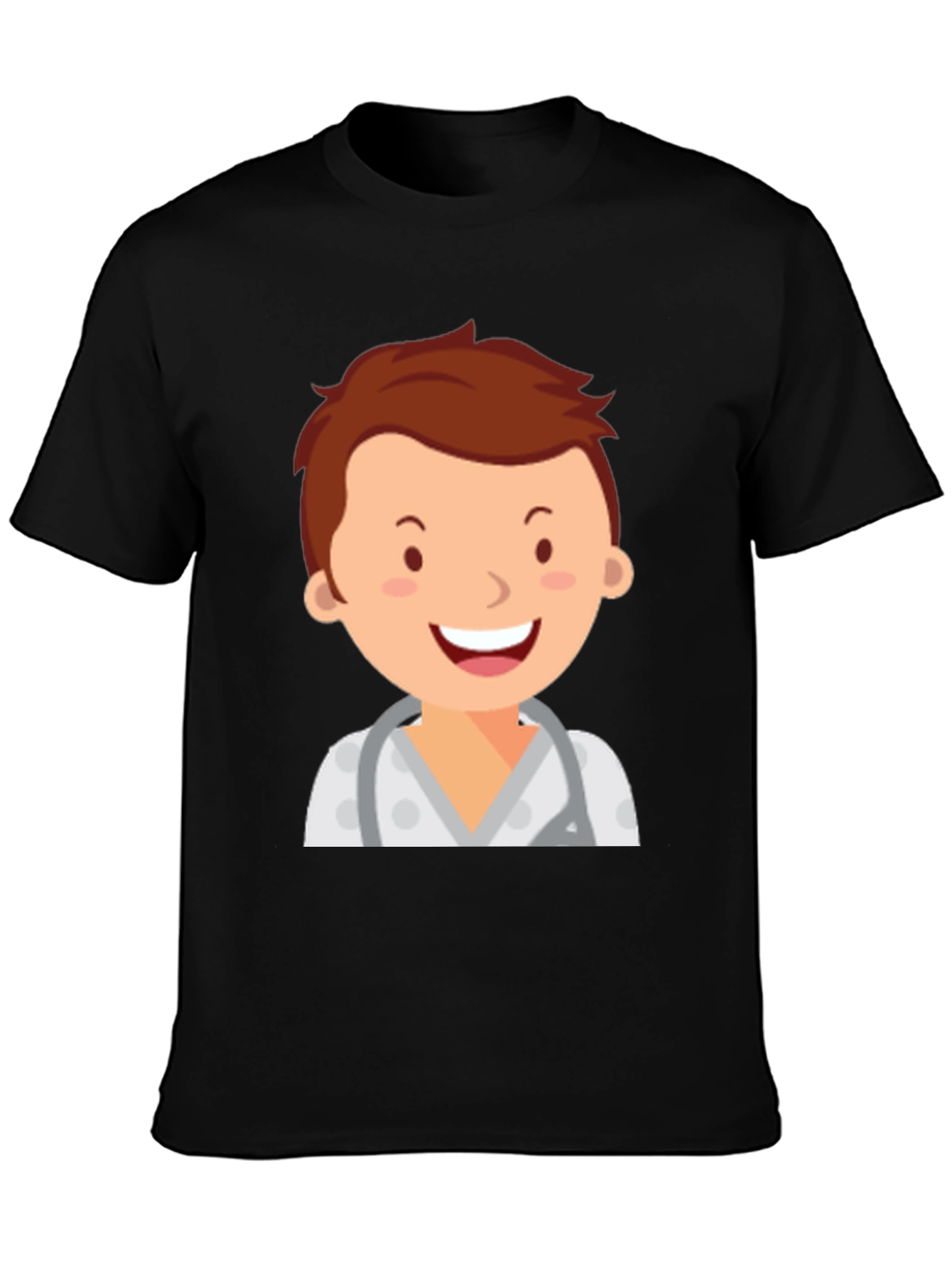 Black Cartoon Doctor Graphic T-Shirt - Black view 3