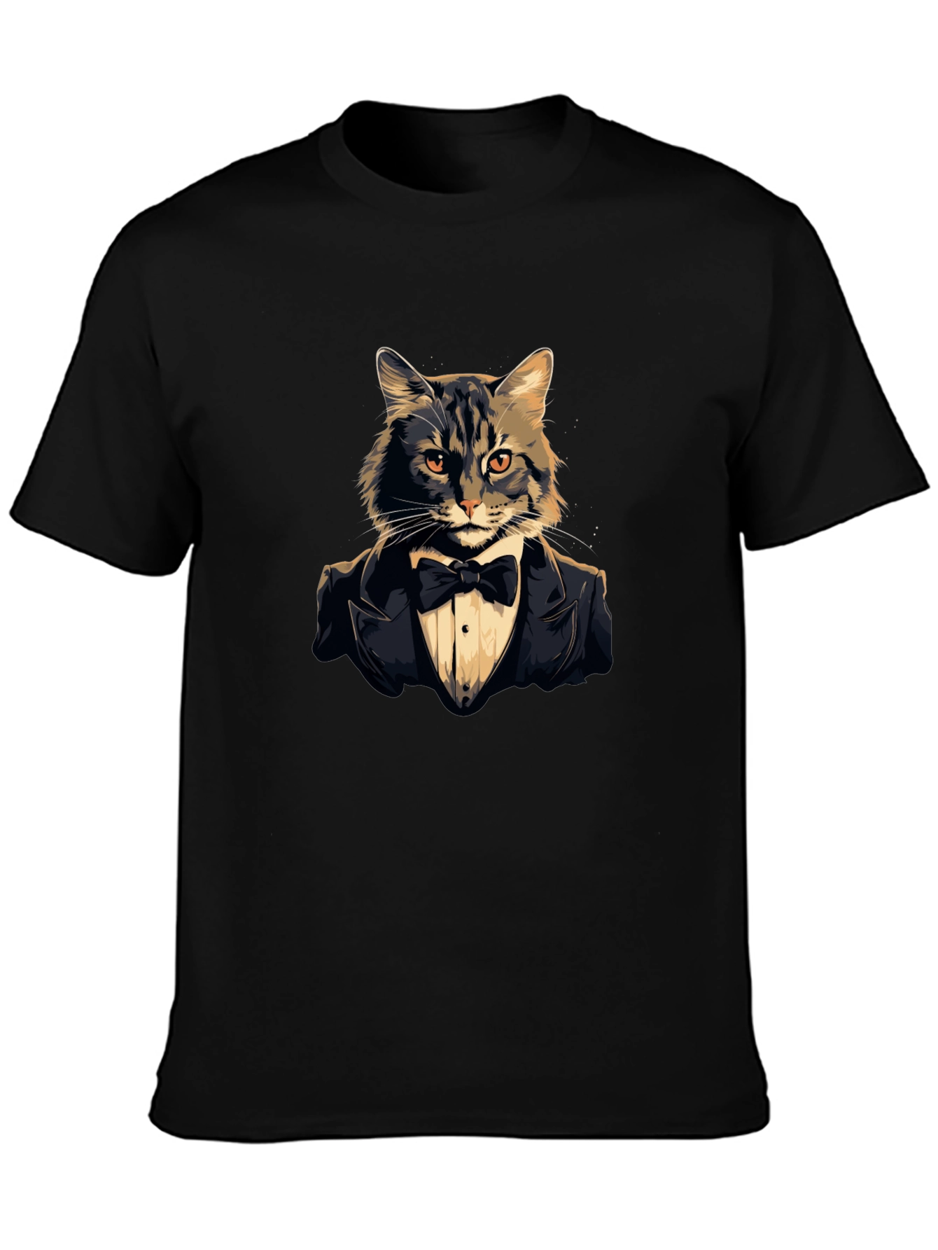 Black Dapper Cat Tuxedo T-Shirt - Cool Feline Formal Wear Tee view 3