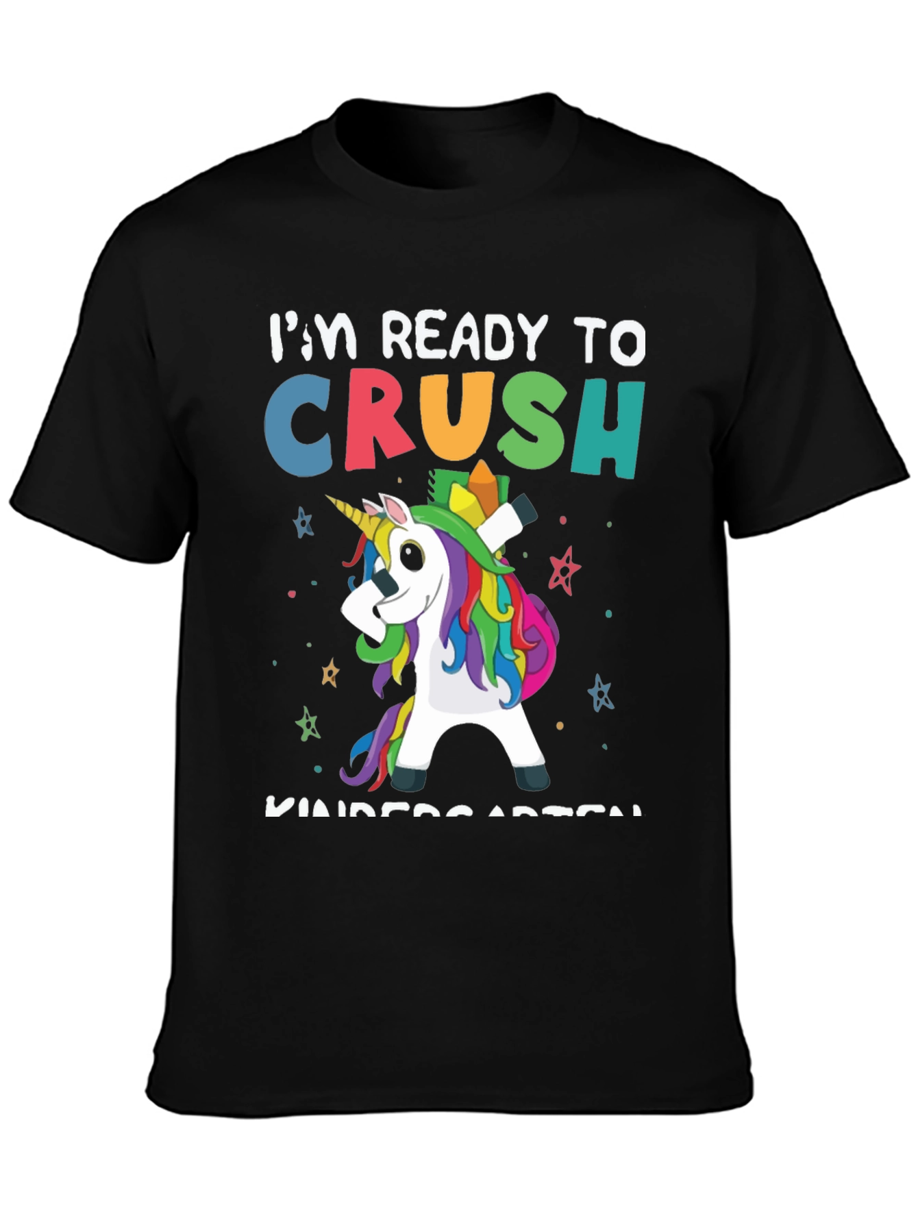 Black Ready to Crush Kindergarten Unicorn T-Shirt view 3