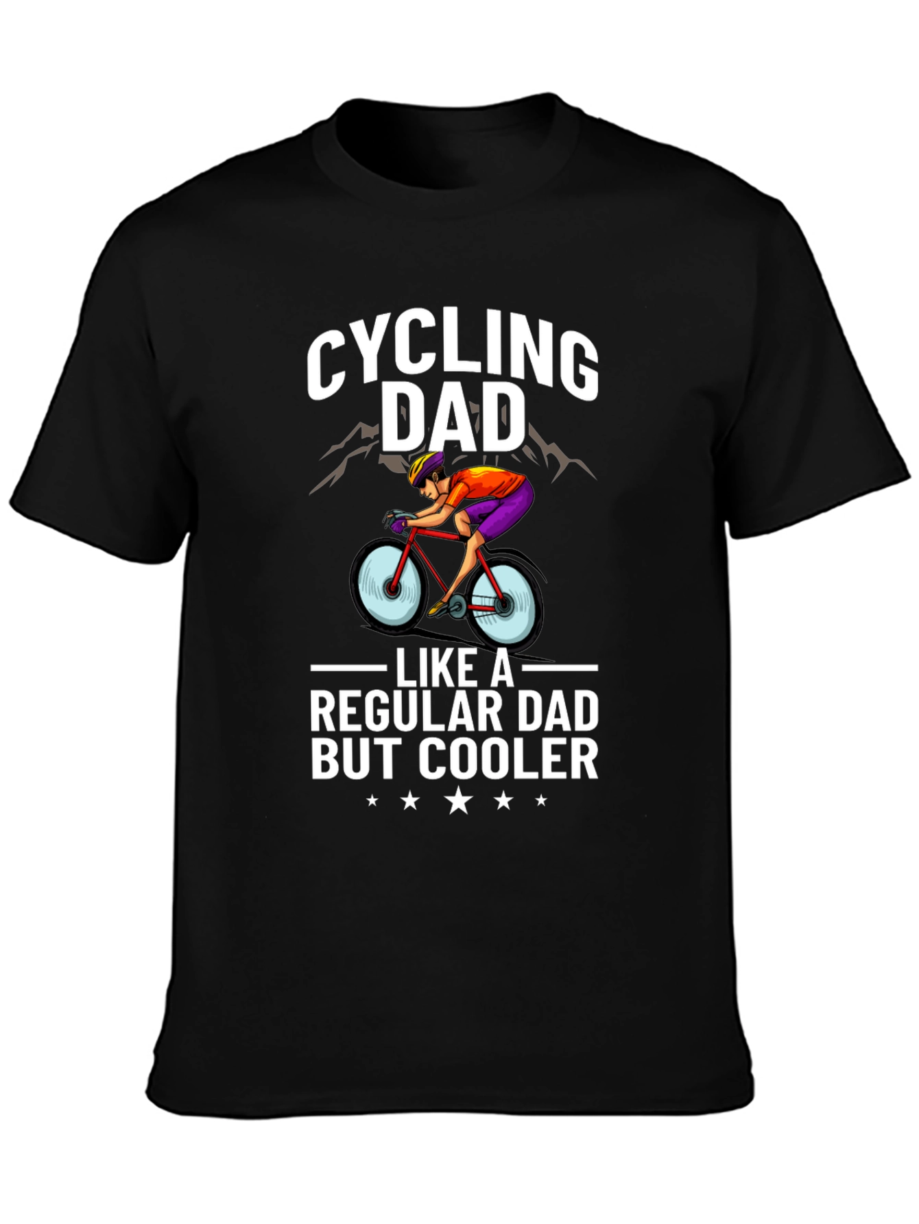 Black Cycling Dad T-Shirt - Cool Dad Style! view 3