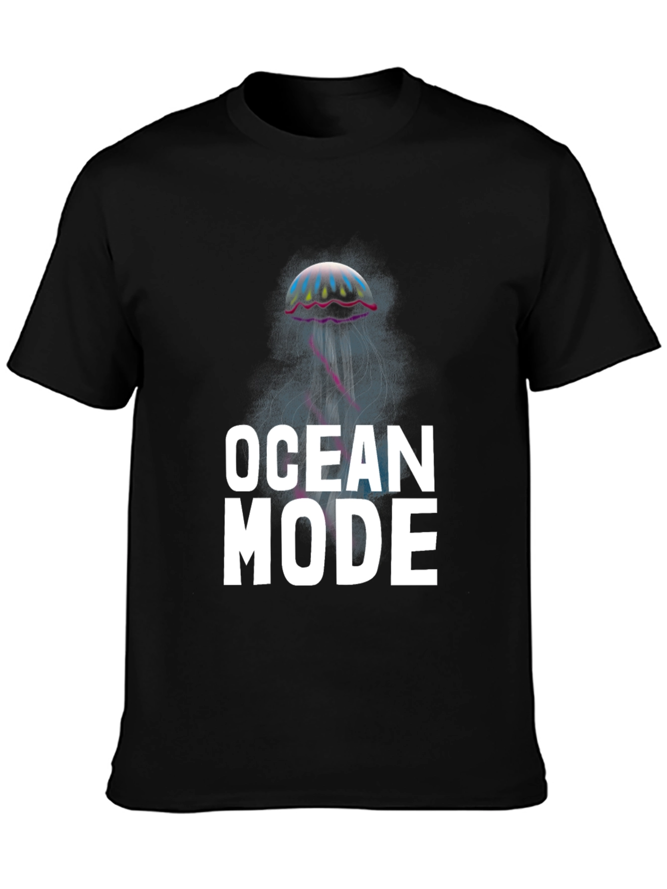 Black Ocean Mode Graphic Tee - Unique Jellyfish Design view 3
