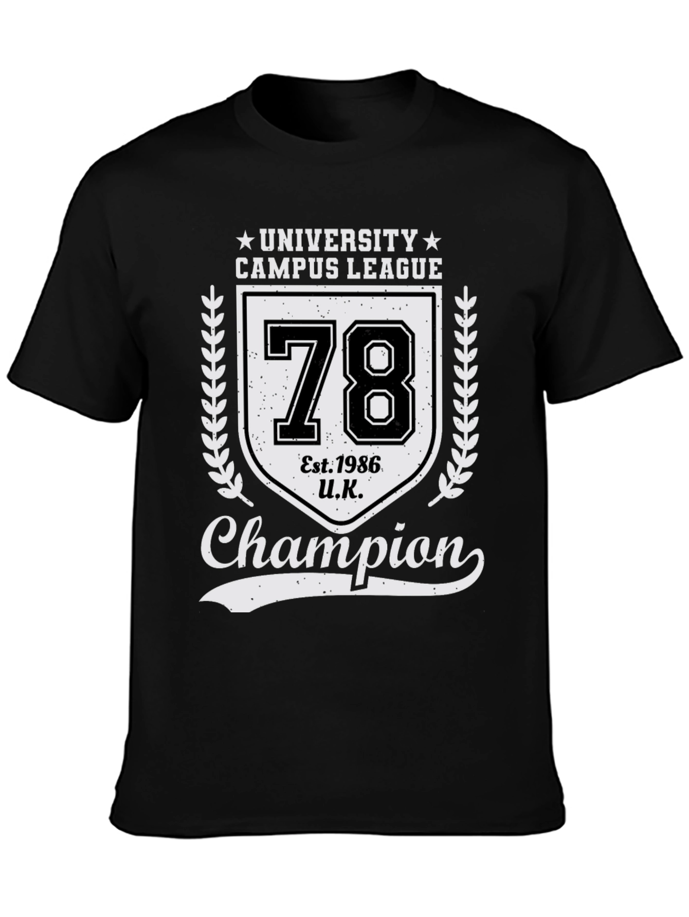Black University Campus League Champion T-Shirt view 3