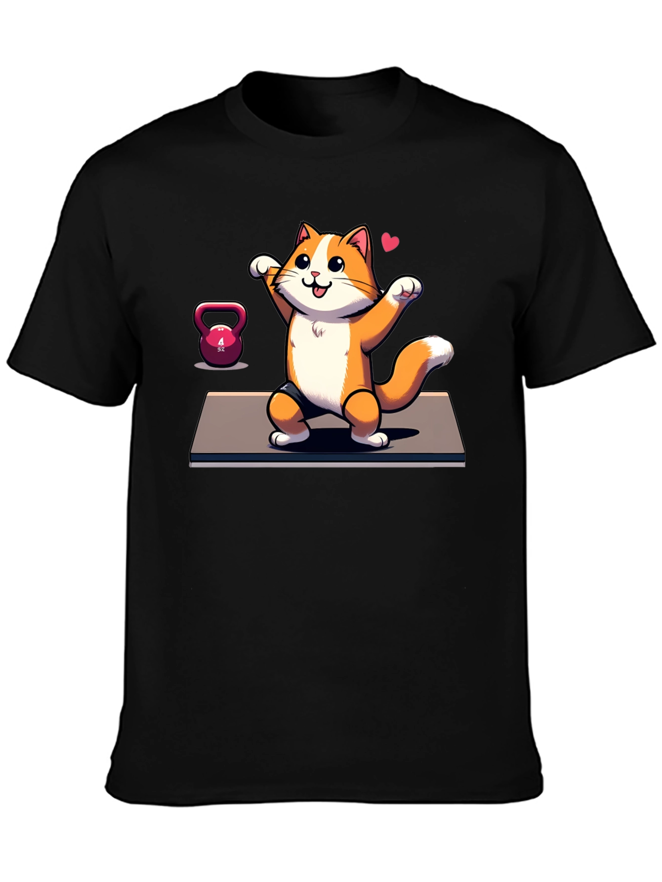 Black Funny Cat Gym T-Shirt view 3