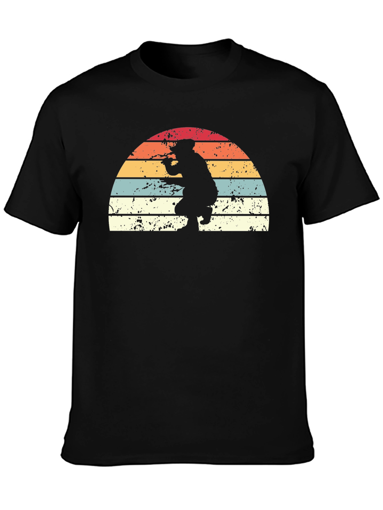 Black Retro Sunset Silhouette Graphic Tee - Black view 3