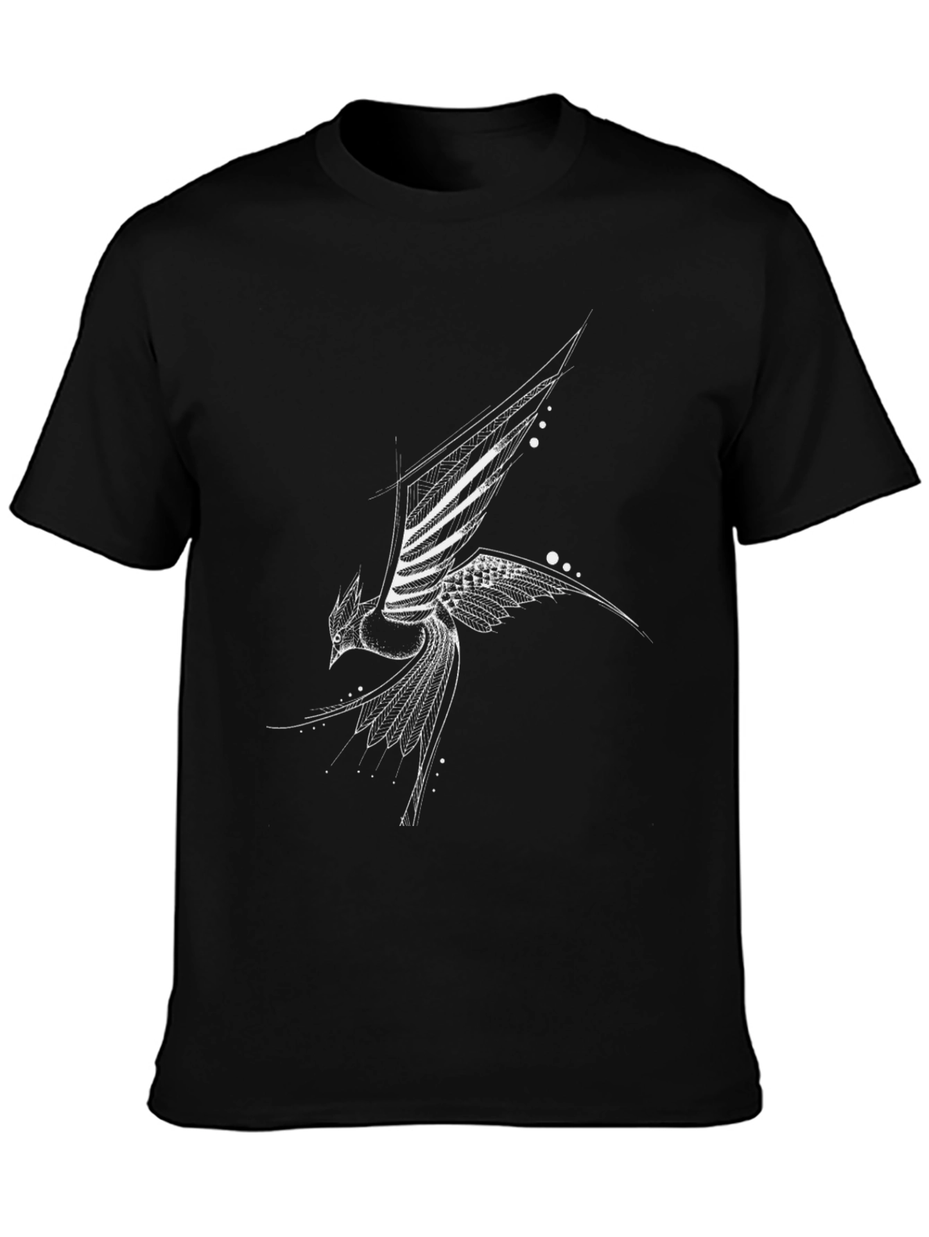 Black Abstract Bird Black T-Shirt view 3