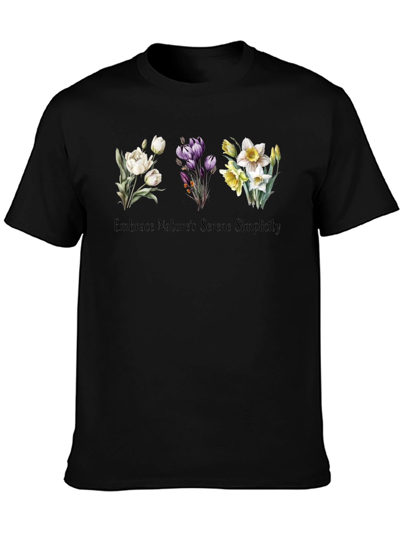 Black Nature's Serene Simplicity T-Shirt view 3
