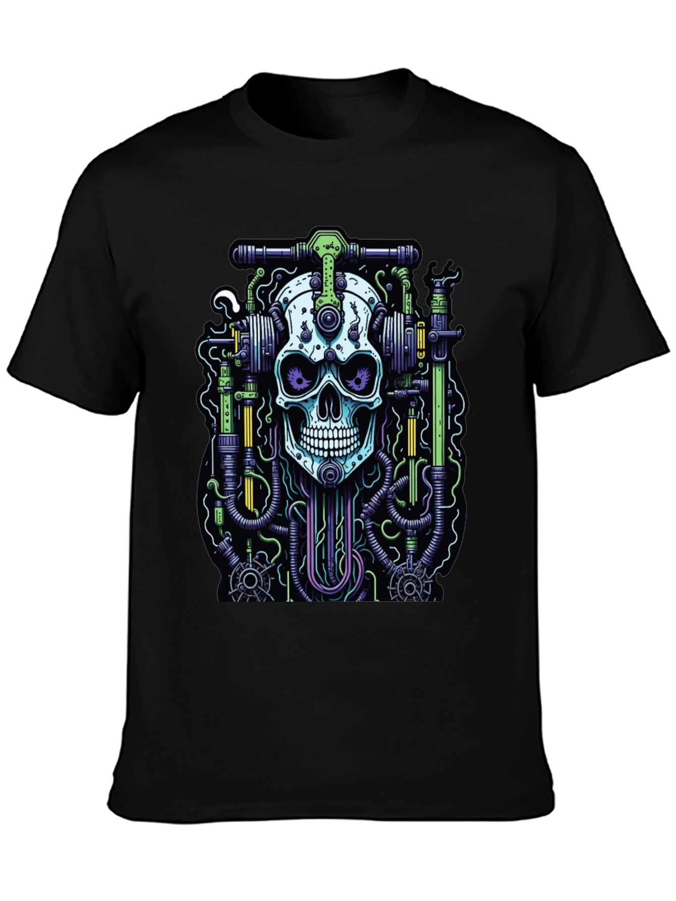 Black Skull Mechanic Graphic T-Shirt view 3
