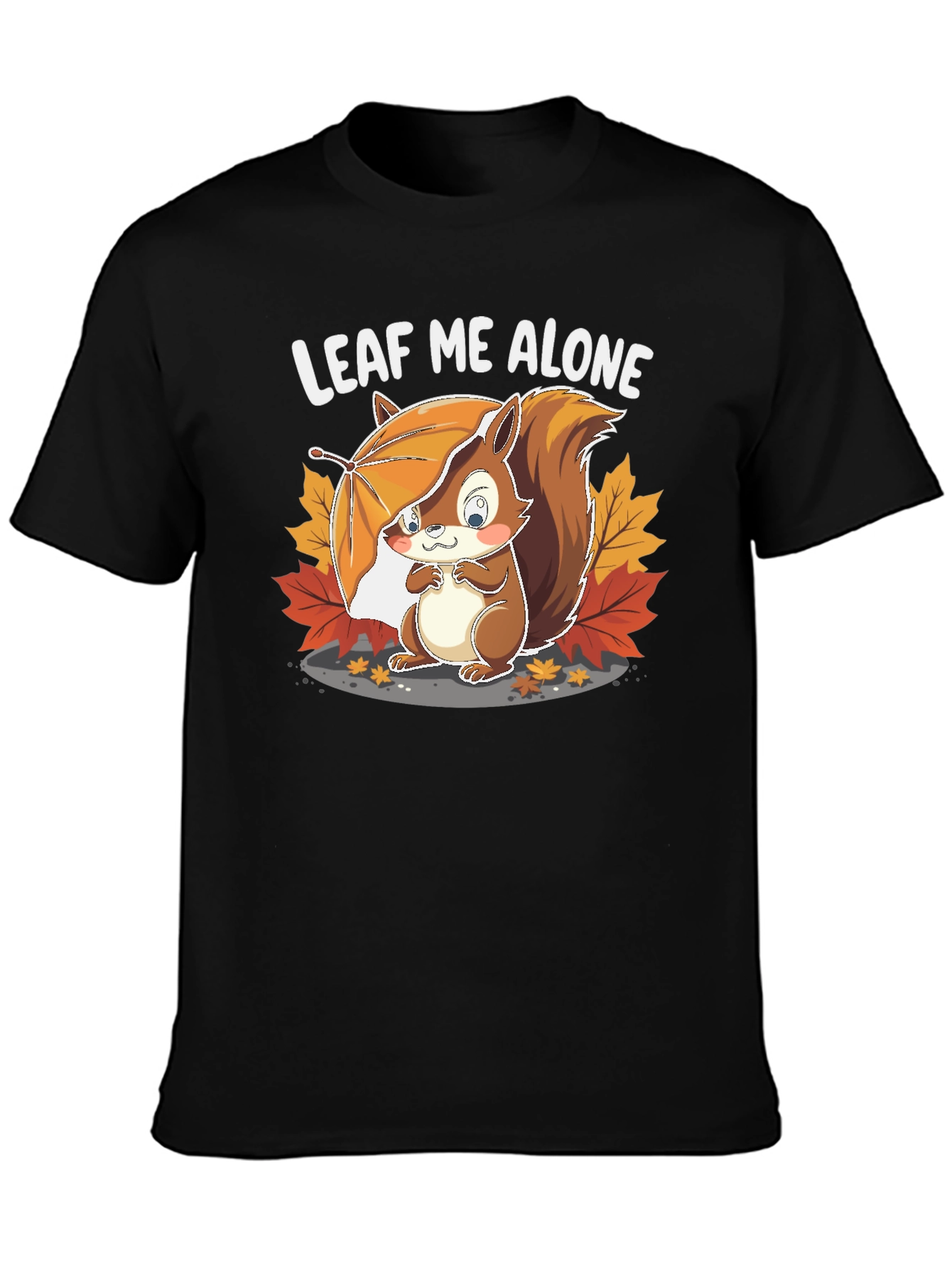Black Leaf Me Alone Squirrel Graphic Tee - Unisex view 3