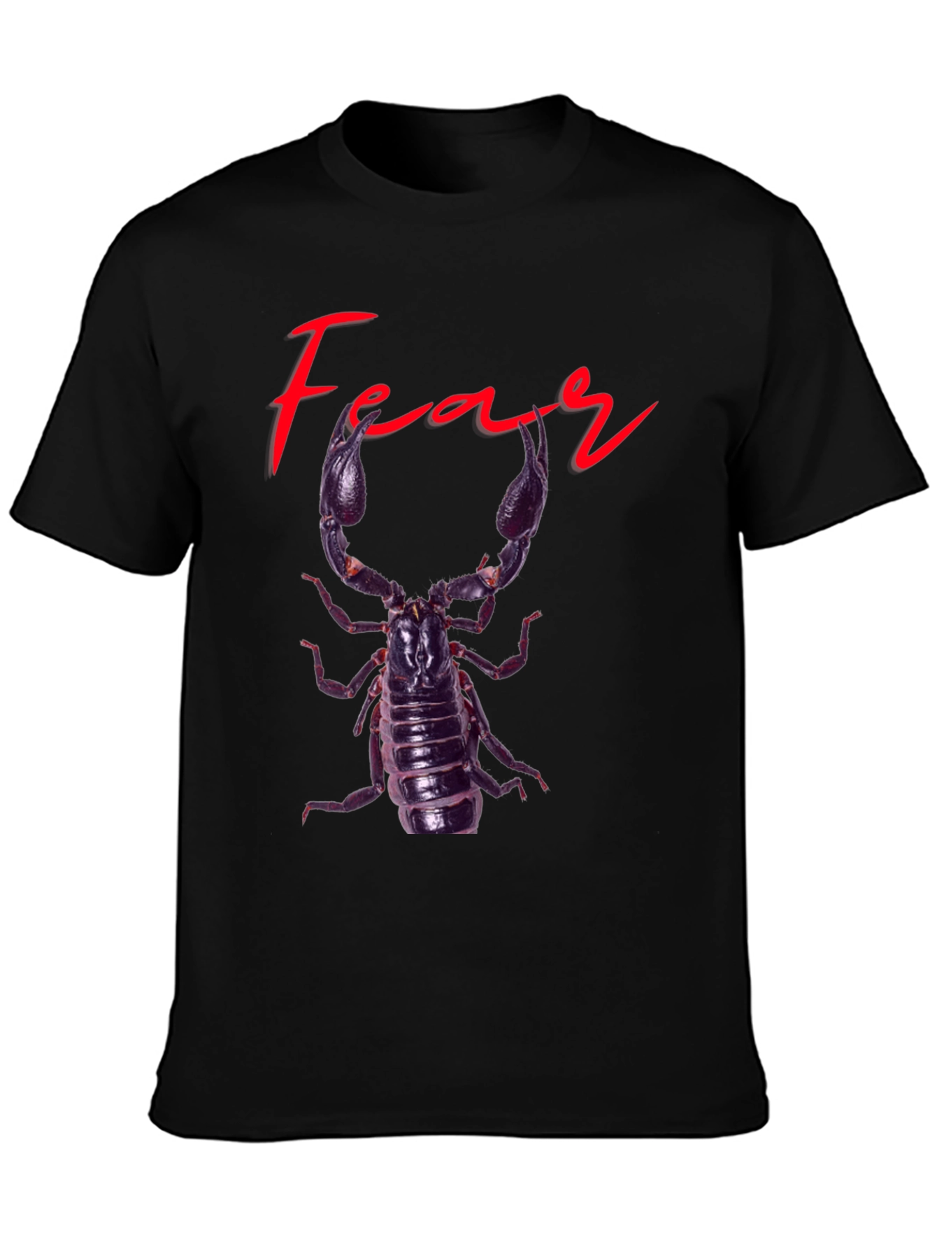 Black Fear Scorpion Graphic Tee - Black Cotton T-Shirt view 3