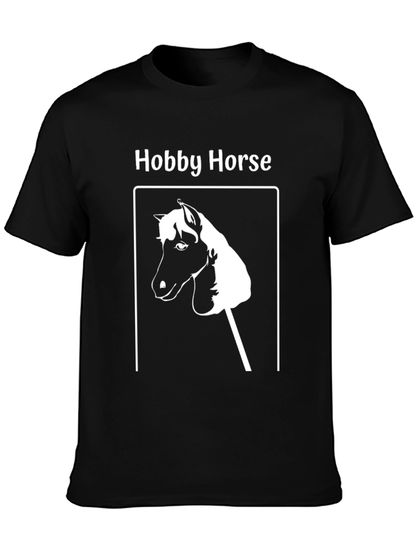 Black Hobby Horse Graphic Tee - Novelty Unisex T-Shirt view 3