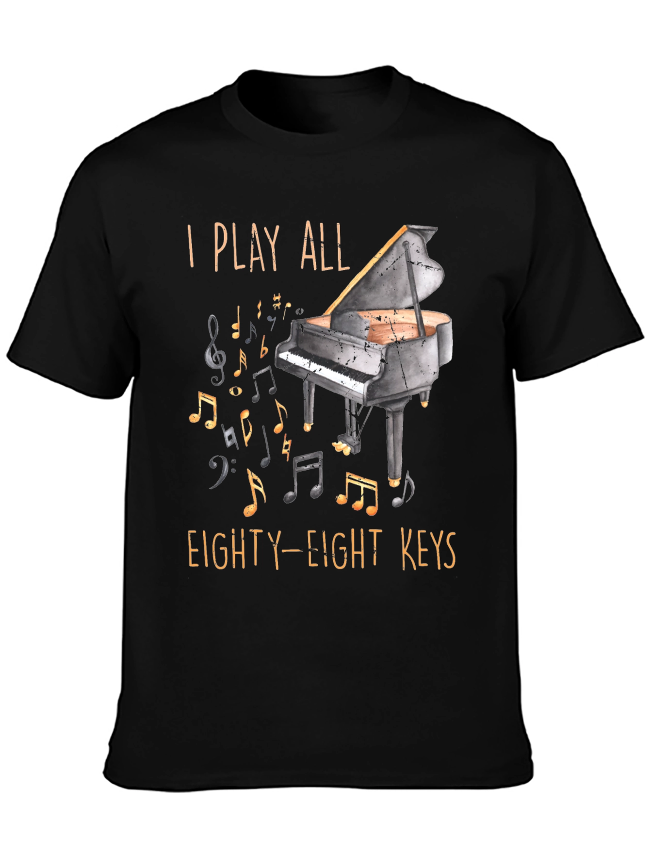 Black Piano Player Graphic T-Shirt - 88 Keys view 3