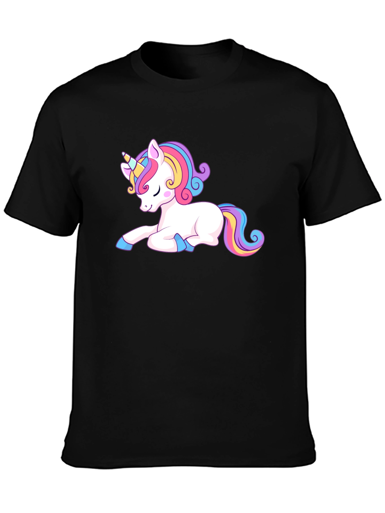Black Cute Unicorn Graphic Tee - Black Casual Shirt view 3
