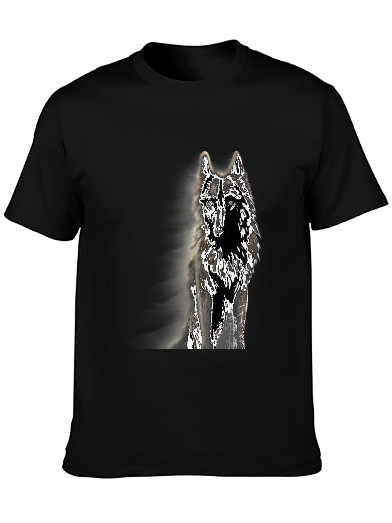 Black Wolf Graphic Tee - Black Cotton Blend T-Shirt view 3