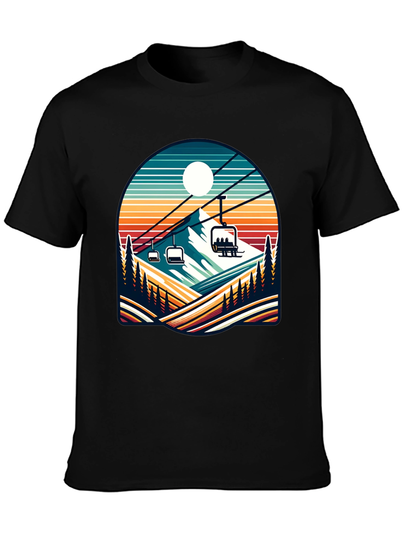 Retro Ski Lift T-Shirt | Mountain Scene Tee - 3