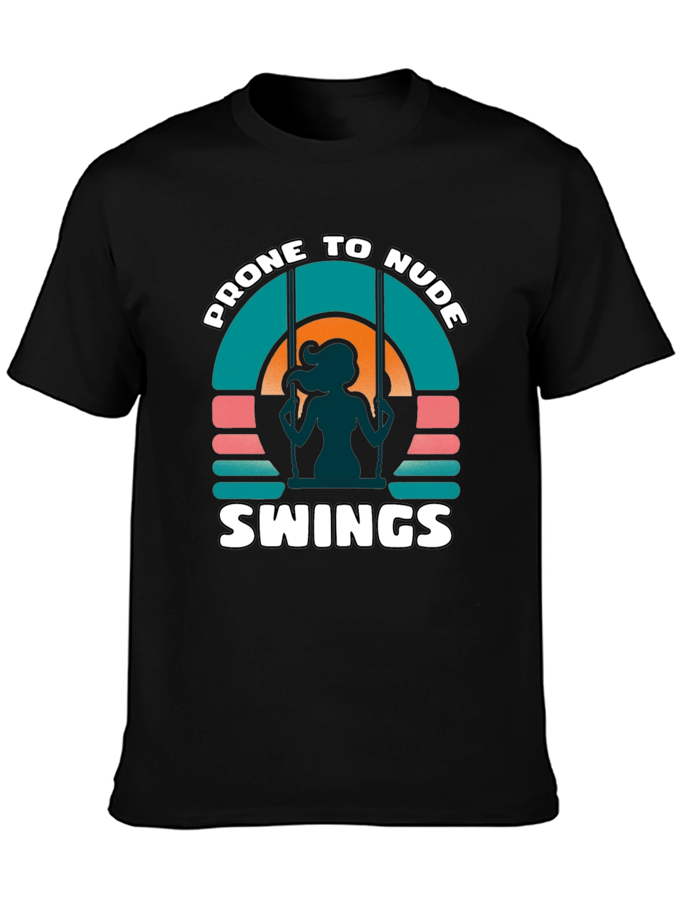Black Prone To Nude Swings Graphic Tee view 3