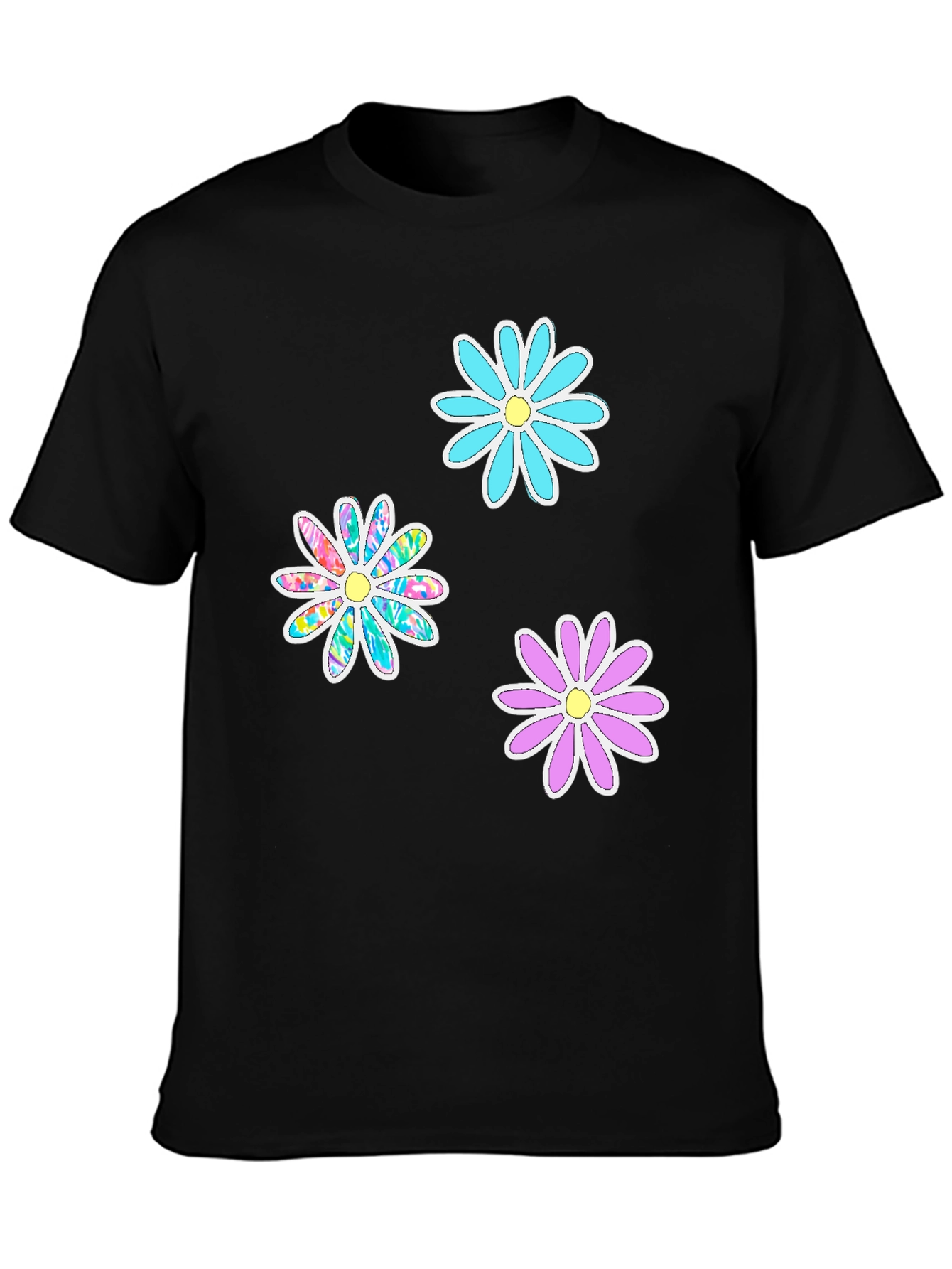 Black Floral Print Black T-Shirt view 3