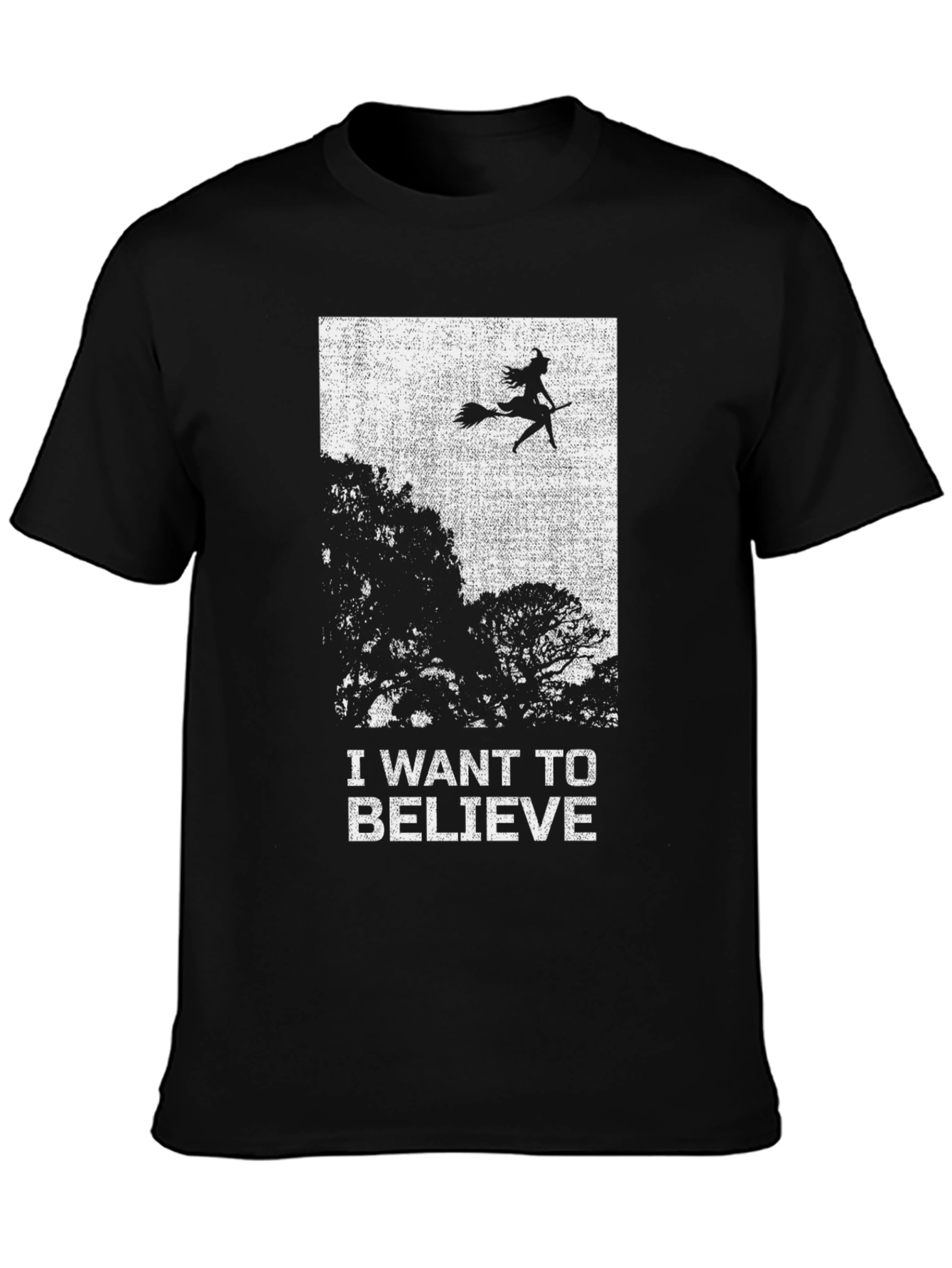 Black I Want To Believe Witch T-Shirt - Spooky Season Tee view 3