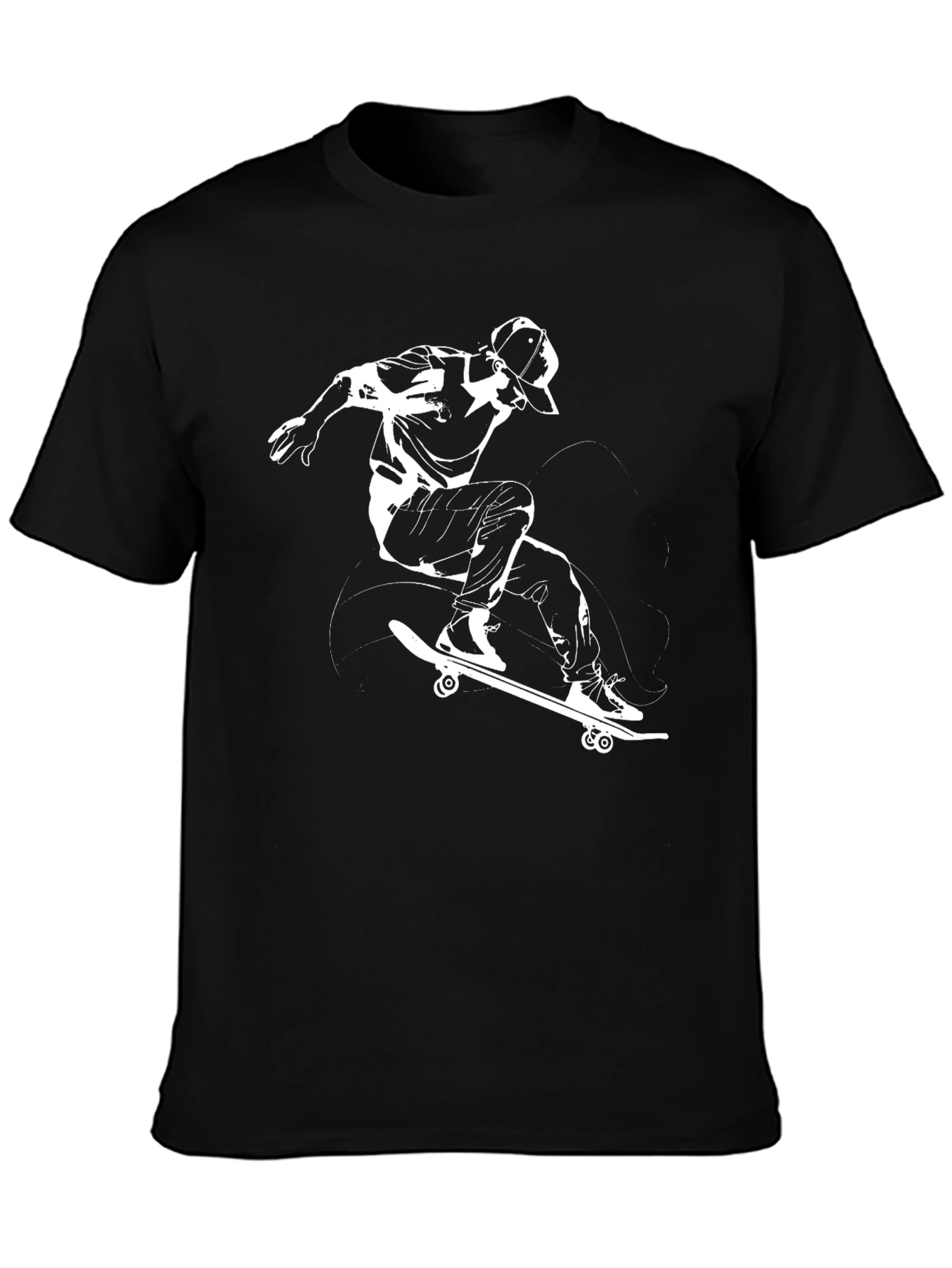 Black Skateboarding T-Shirt - Black Graphic Tee view 3